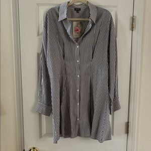 Lily Rose Women's Black and White Striped Button Down Dress